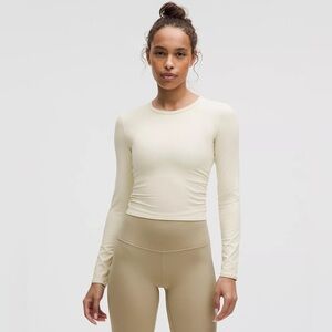 Lululemon All It Takes Twist Back Ribbed Long Sleeve Top Size 4 Light Ivory